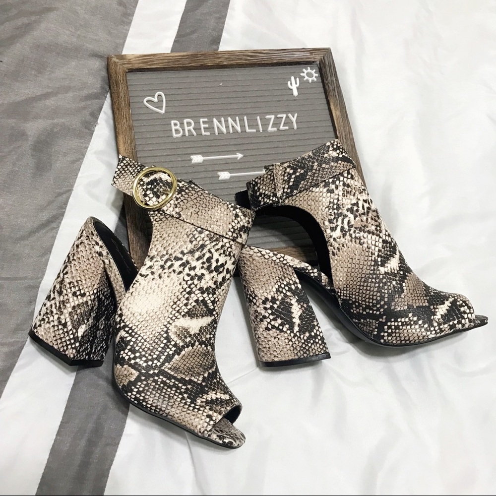 RESTOCKED Snake Print Ankle Booties Cut Out Back - Picture 3 of 8